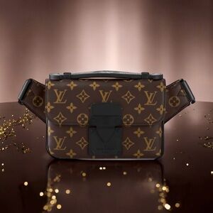 🆕💕LOUIS VUITTON Monogram Macassar S Lock Sling Bag Crossbody • UNISEX • NWT